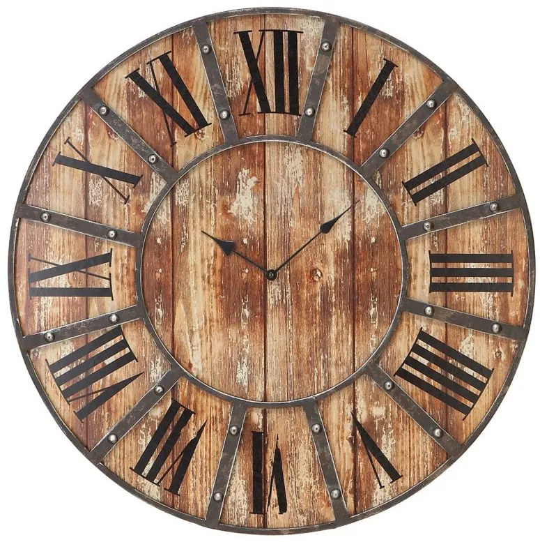 Ivy Collection Chenango Wall Clock in Brown by UMA Enterprises
