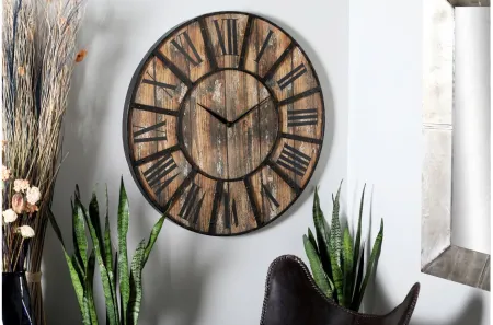 Ivy Collection Chazy Wall Clock in Brown by UMA Enterprises