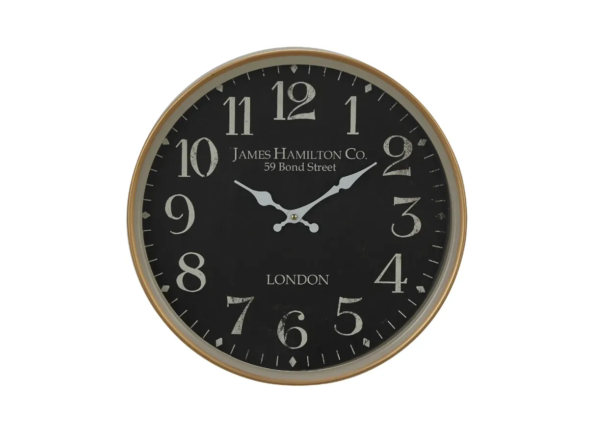 Ivy Collection Cyrene Wall Clock in Black by UMA Enterprises