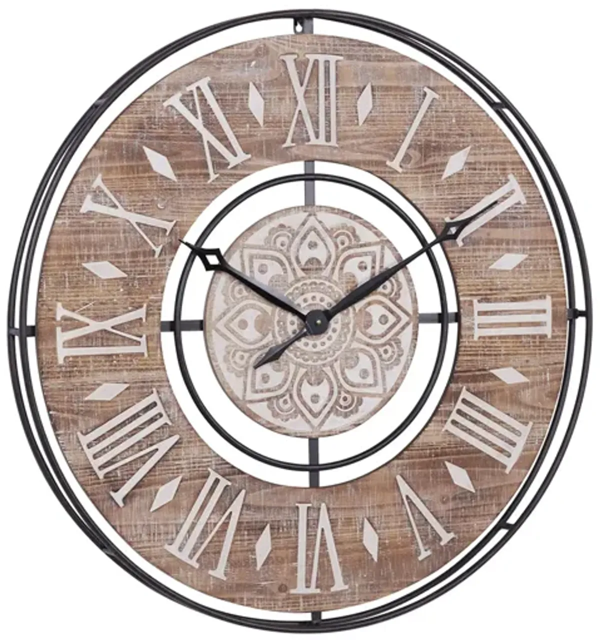 Ivy Collection Mandala Wall Clock in Brown by UMA Enterprises