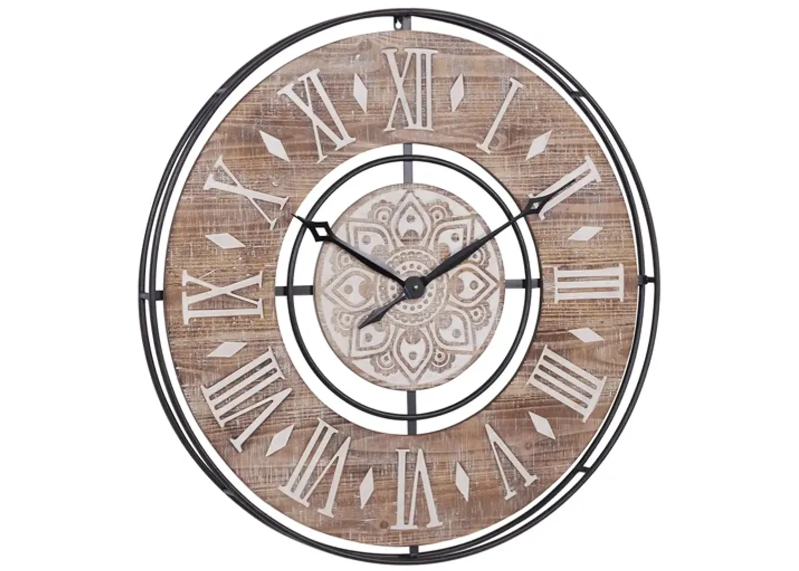 Ivy Collection Mandala Wall Clock in Brown by UMA Enterprises