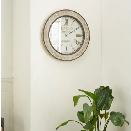 Ivy Collection Peekskill Wall Clock in Cream by UMA Enterprises