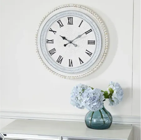 Ivy Collection Mage Wall Clock in White by UMA Enterprises