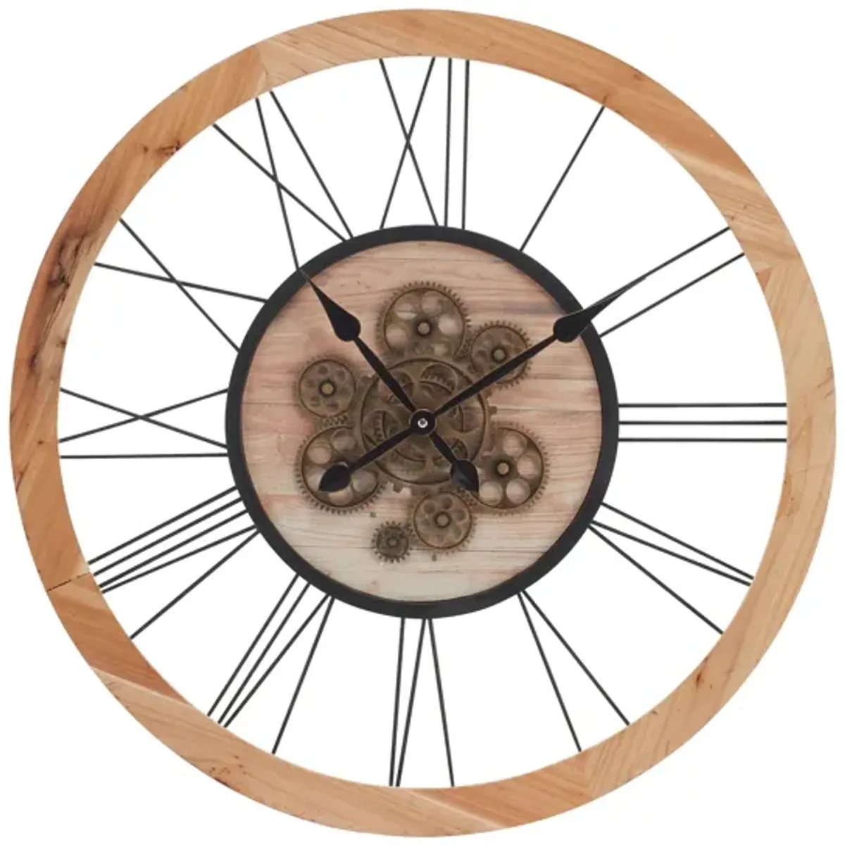 26" Gear Wall Clock in Natural;Black by Cooper Classics