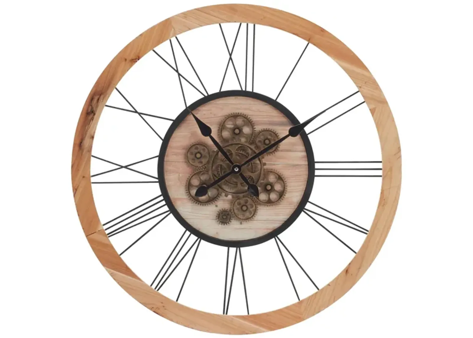 26" Gear Wall Clock in Natural;Black by Cooper Classics