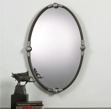 Carrick Black Oval Mirror in Black by Uttermost