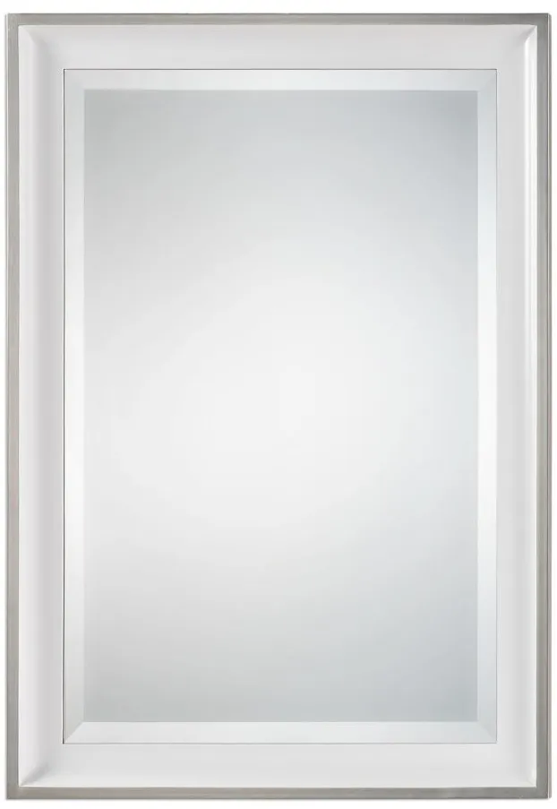 Lahvahn White Silver Mirror in White / Silver by Uttermost