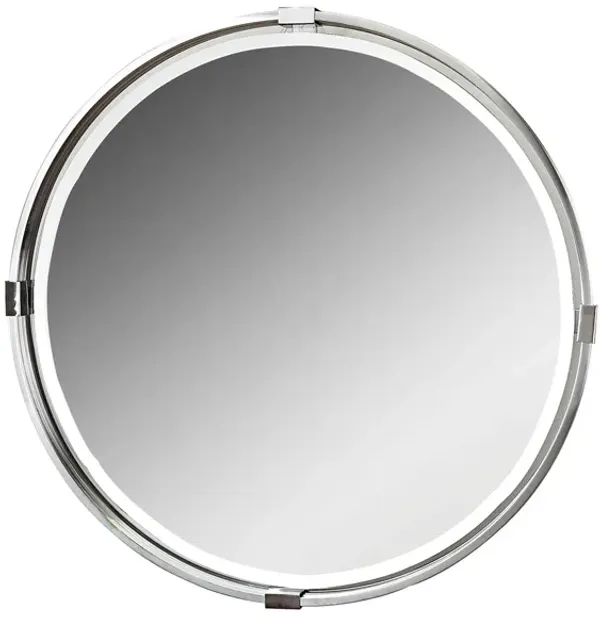 Tazlina Brushed Nickel Round Mirror