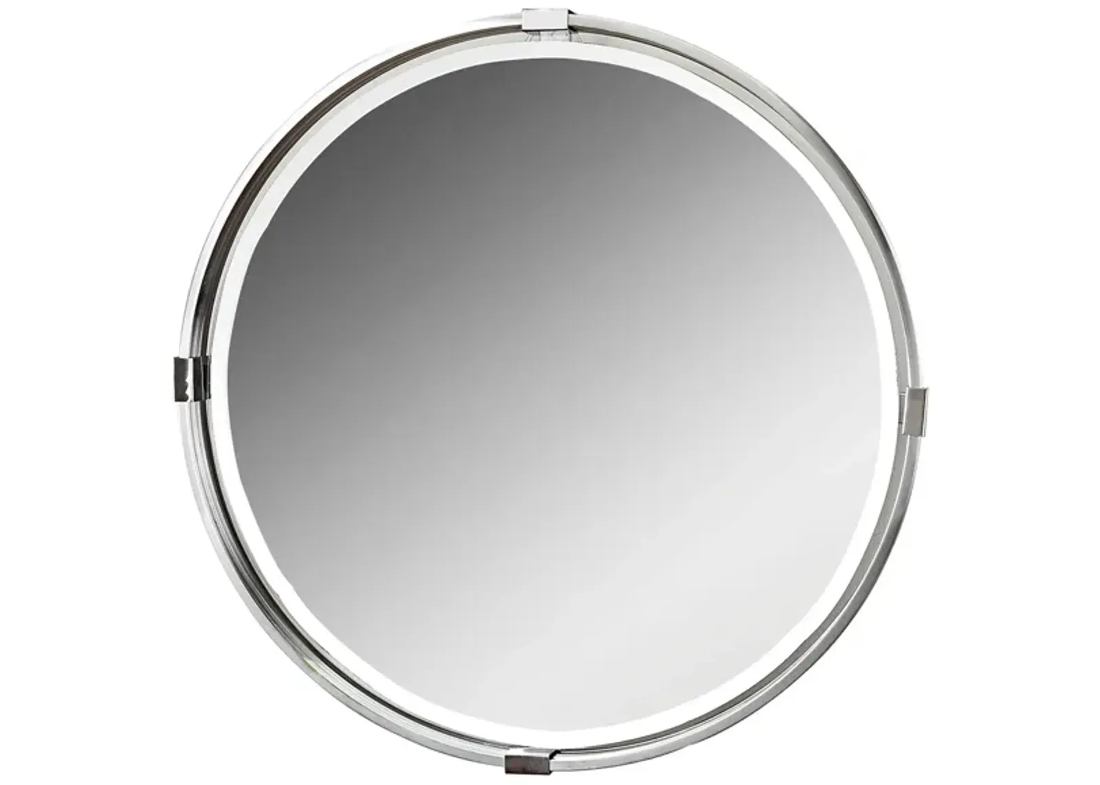 Tazlina Brushed Nickel Round Mirror in Brushed Nickel by Uttermost