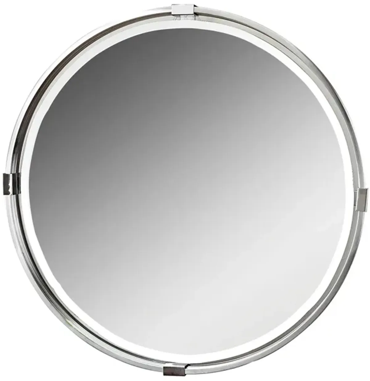 Tazlina Brushed Nickel Round Mirror in Brushed Nickel by Uttermost