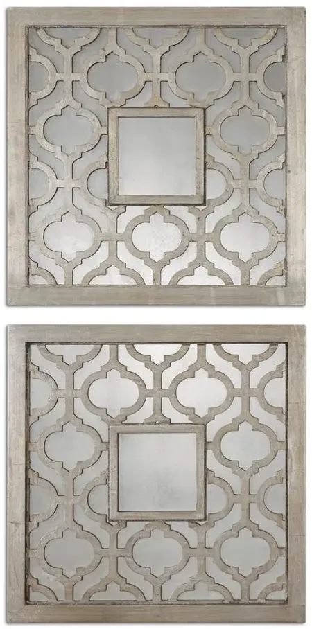 Sorbolo Squares Decorative Mirror: Set of 2 in Silver Leaf by Uttermost