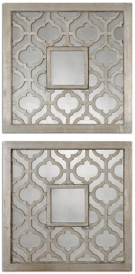 Sorbolo Squares Decorative Mirror: Set of 2 in Silver Leaf by Uttermost