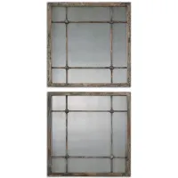 Saragano Square Mirrors: Set of 2 in Distressed slate blue by Uttermost
