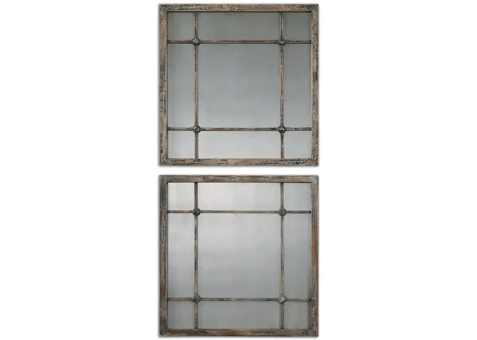 Saragano Square Mirrors: Set of 2 in Distressed slate blue by Uttermost