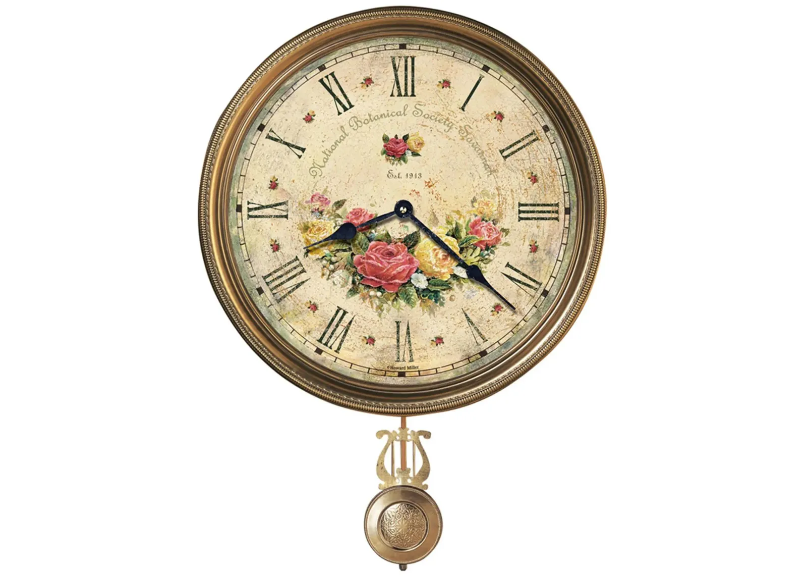 Savannah Botanical VII Wall Clock in Gold by Howard Miller