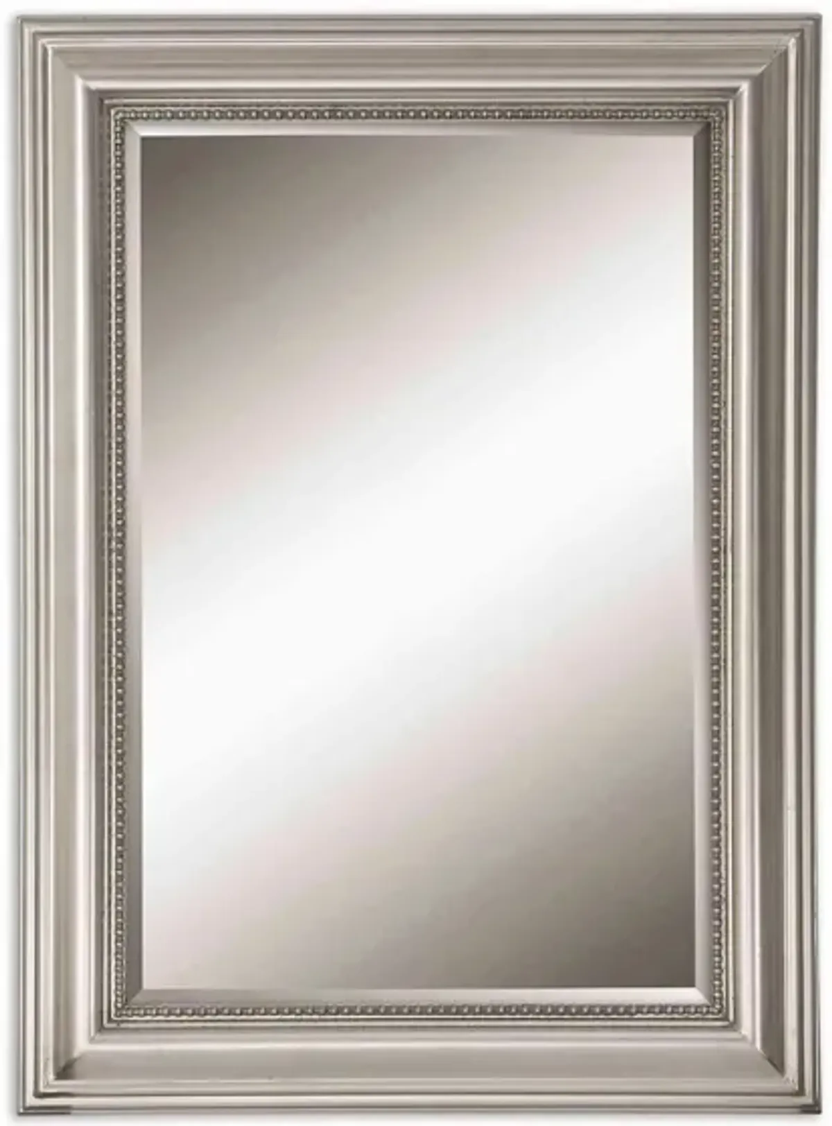 Stuart Silver Beaded Wall Mirror in Silver Leaf by Uttermost