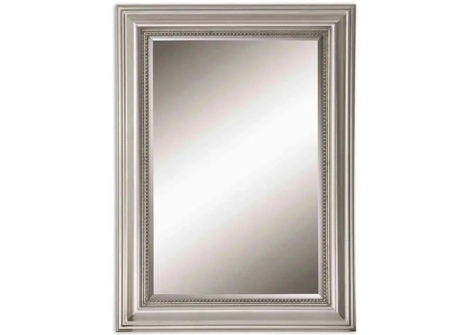 Stuart Silver Beaded Wall Mirror in Silver Leaf by Uttermost