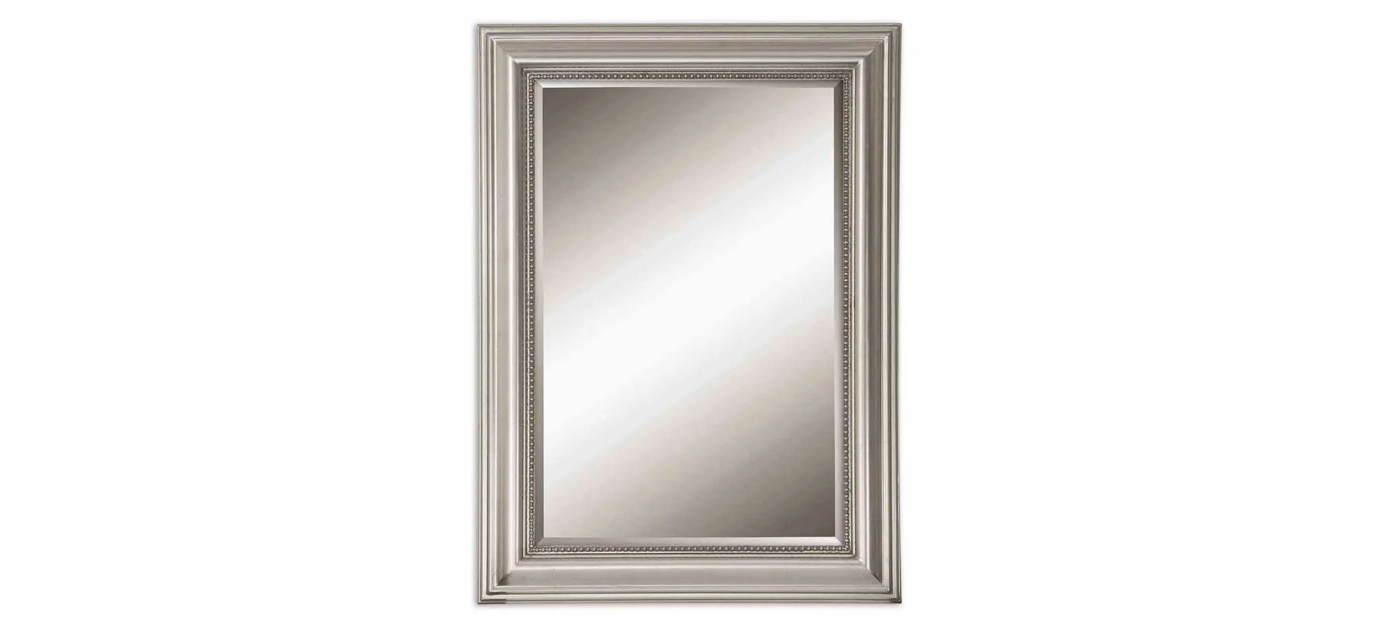 Stuart Silver Beaded Wall Mirror in Silver Leaf by Uttermost