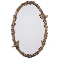 Paza Oval Vine Wall Mirror in Antiqued Gold Leaf by Uttermost