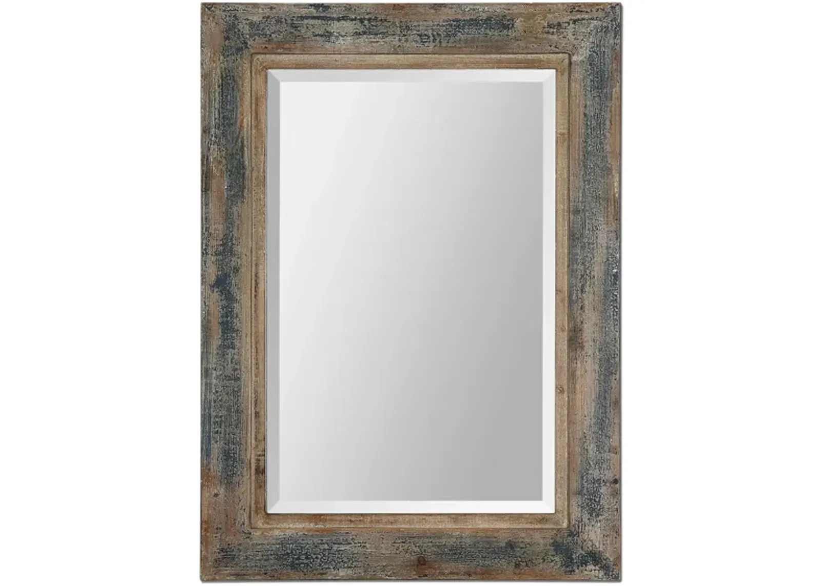 Bozeman Distressed Blue Wall Mirror in Distressed State Blue by Uttermost