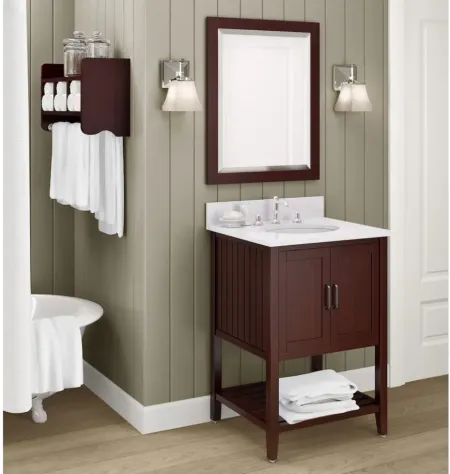 Alaterre Beveled Bath Vanity Mirror in Espresso by Bolton Furniture
