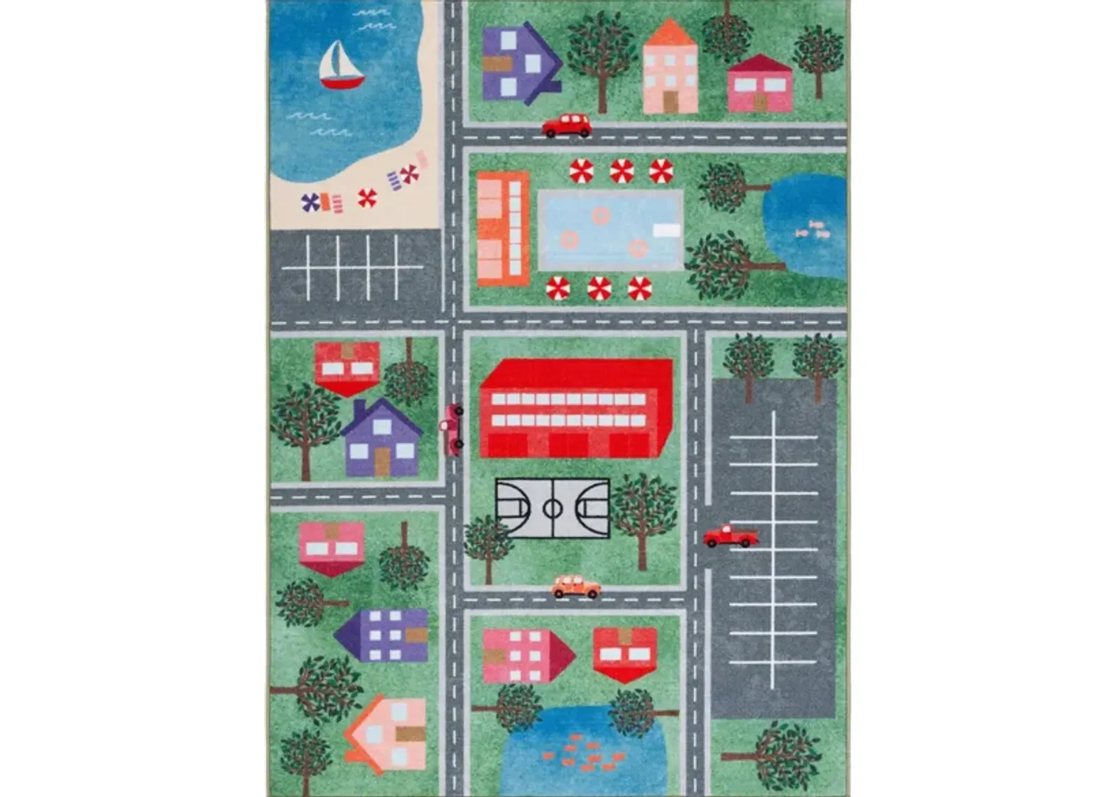 Binghamton Kids' Playhouse Rug in Green/Charcoal by Safavieh