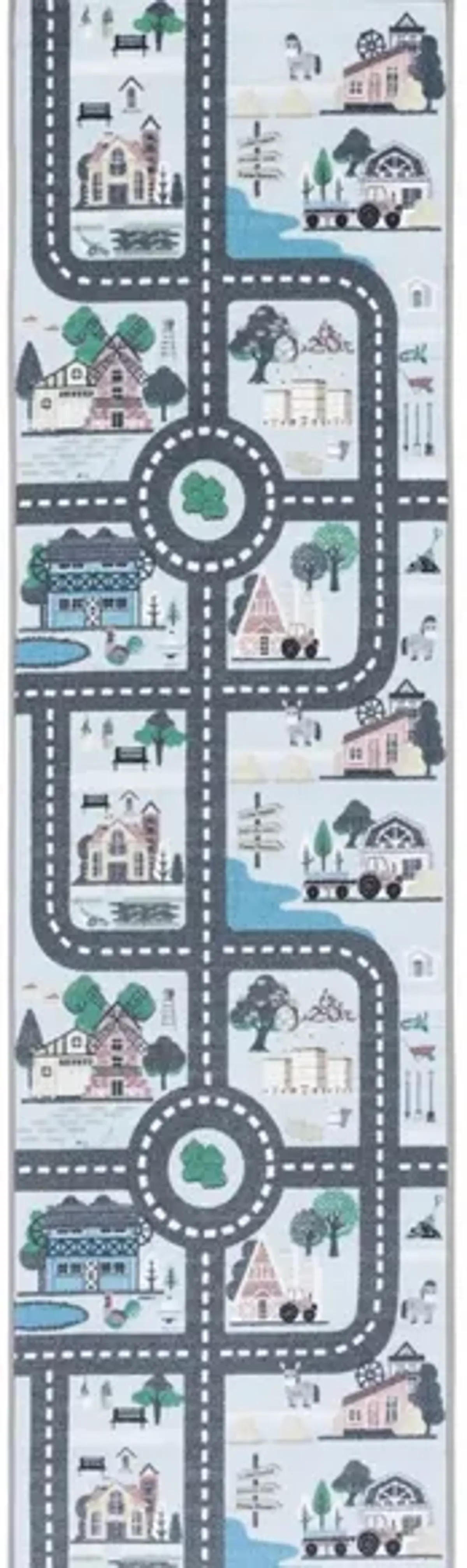 Masonville Kids' Playhouse Rug in Blue/Dark Gray by Safavieh