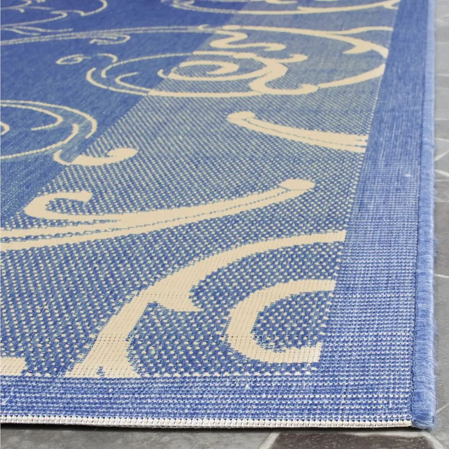 Courtyard Runner Rug in Blue & Natural by Safavieh