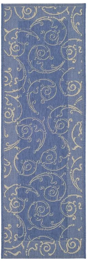 Courtyard Runner Rug in Blue & Natural by Safavieh