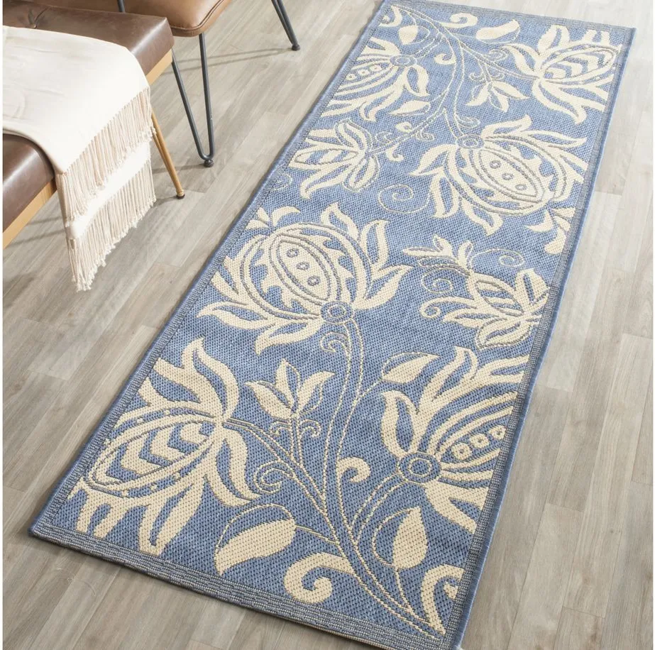 Courtyard Runner Rug in Blue & Natural by Safavieh