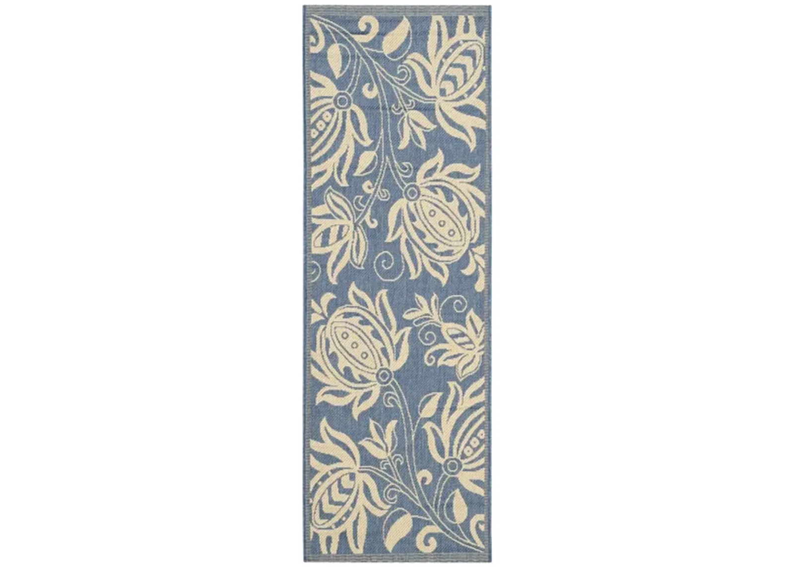 Courtyard Runner Rug in Blue & Natural by Safavieh