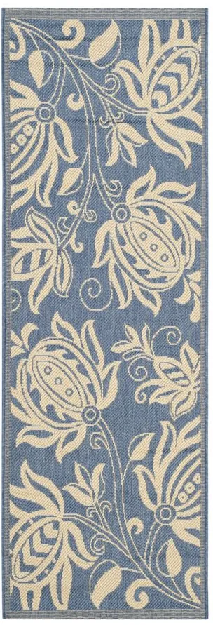 Courtyard Runner Rug in Blue & Natural by Safavieh