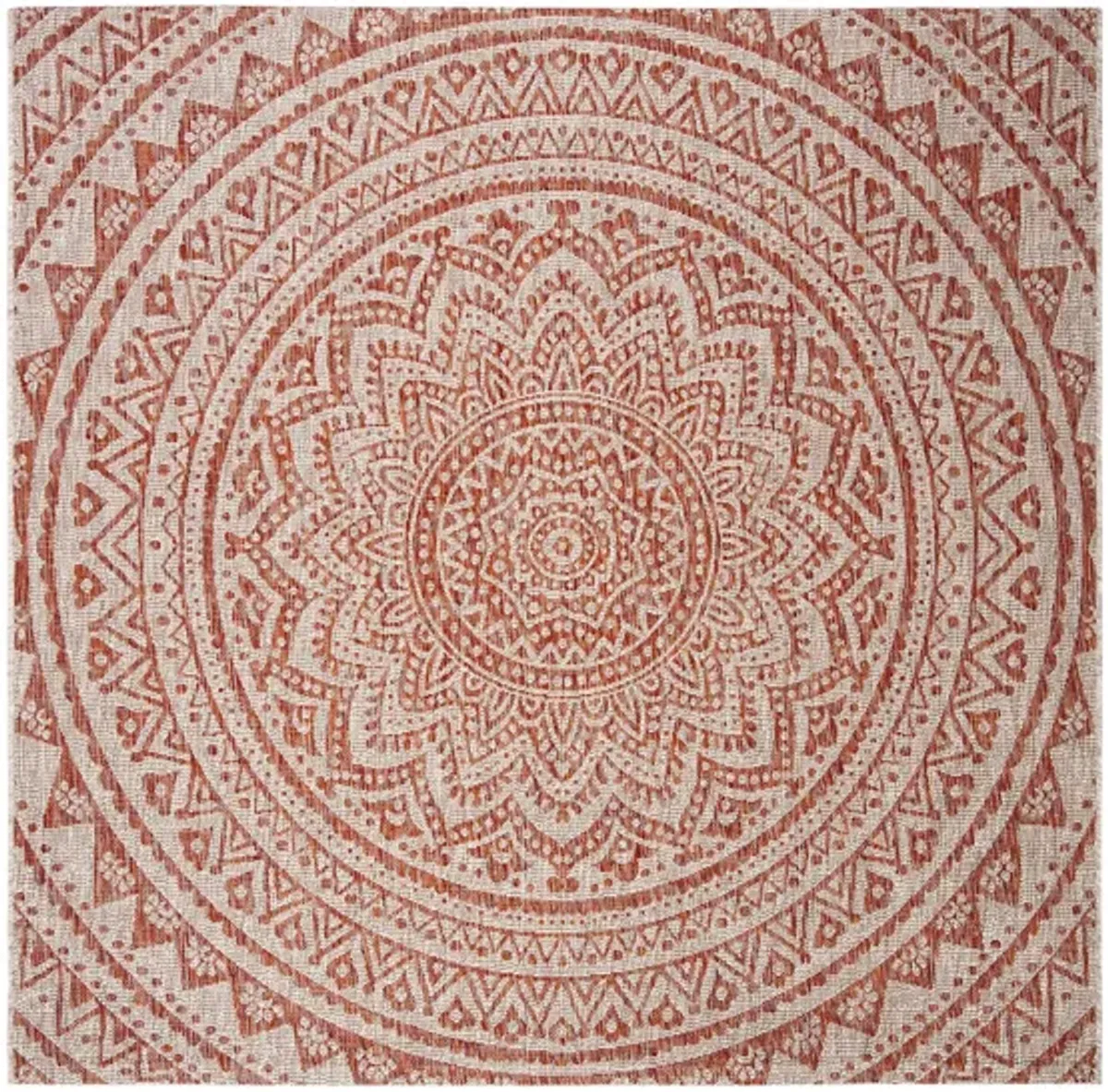 Courtyard Mandala Indoor/Outdoor Area Rug in Light Beige & Terracotta by Safavieh