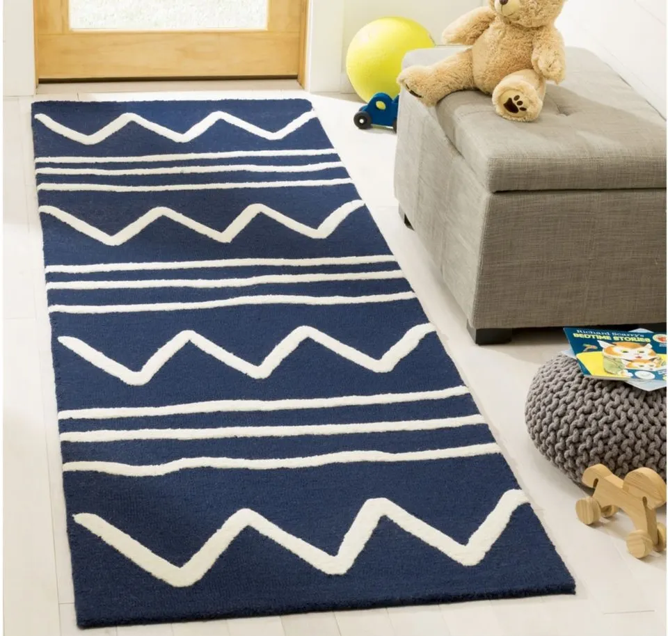 Zaiden Kid's Area Rug in Navy & Ivory by Safavieh