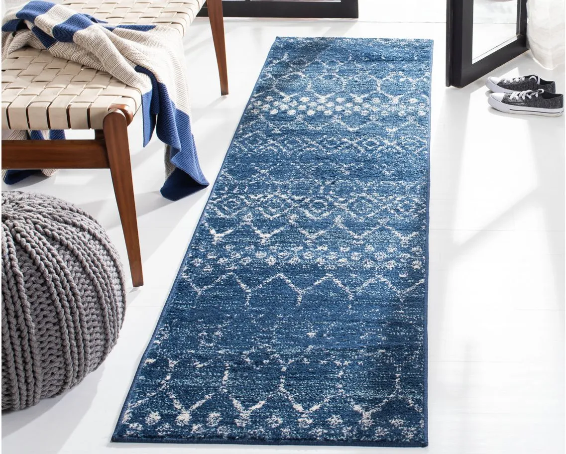 Tulum Runner Rug in Blue/Ivory by Safavieh