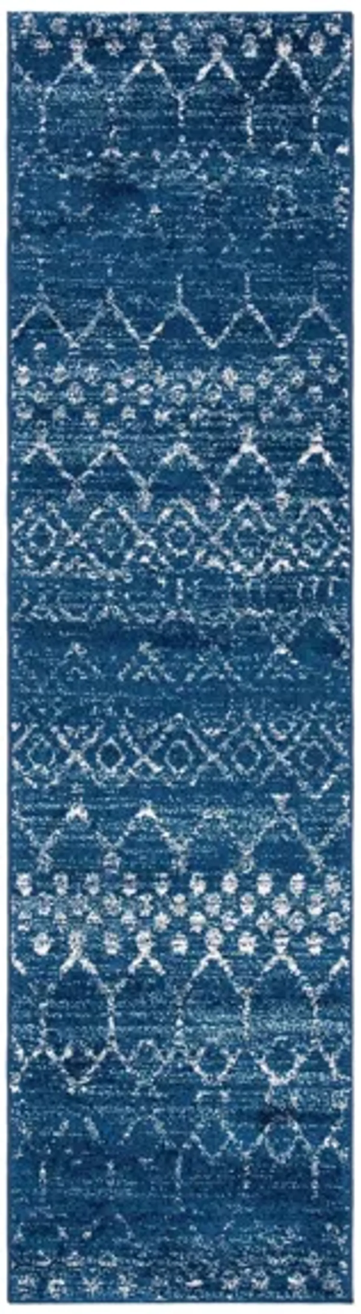 Tulum Runner Rug in Blue/Ivory by Safavieh