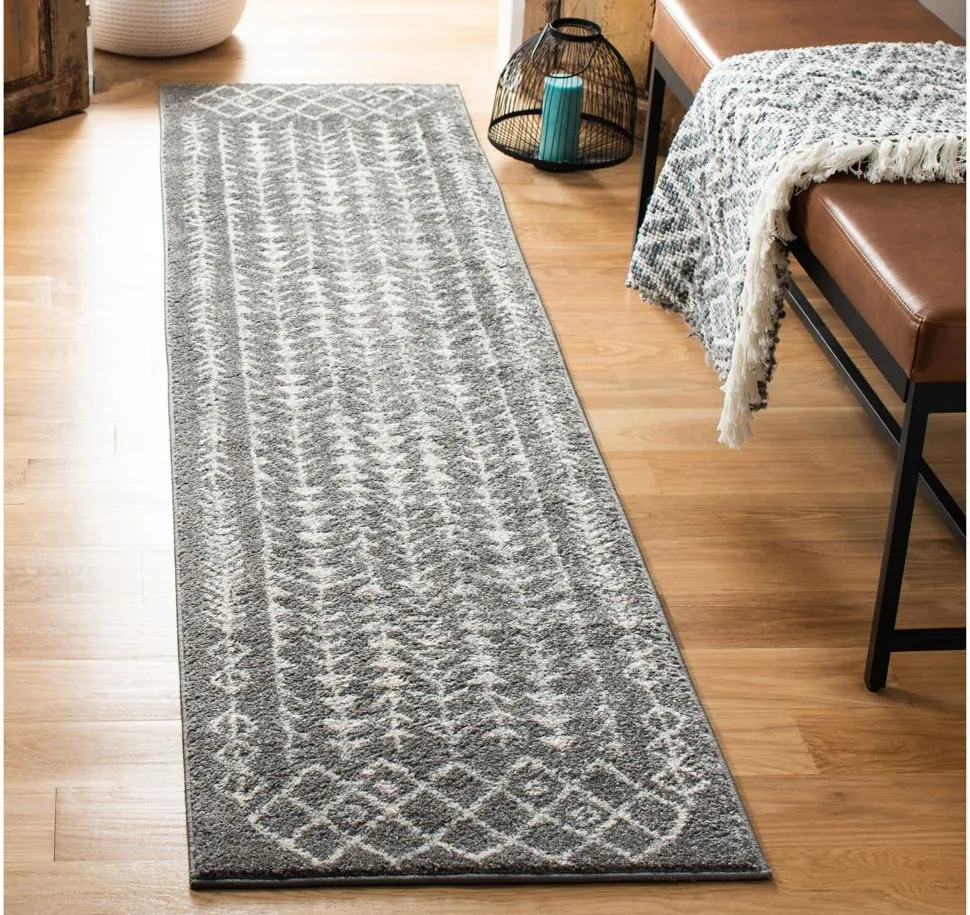 Tulum Runner Rug in Dark Gray/Ivory by Safavieh