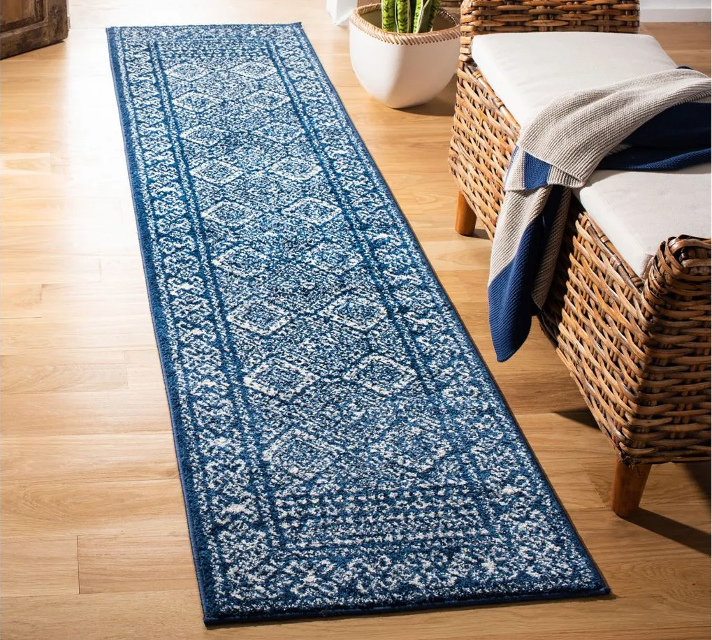 Tulum Runner Rug in Navy/Ivory by Safavieh