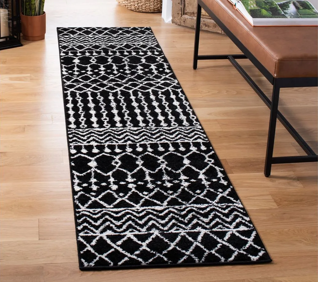 Tulum Runner Rug in Black/Ivory by Safavieh