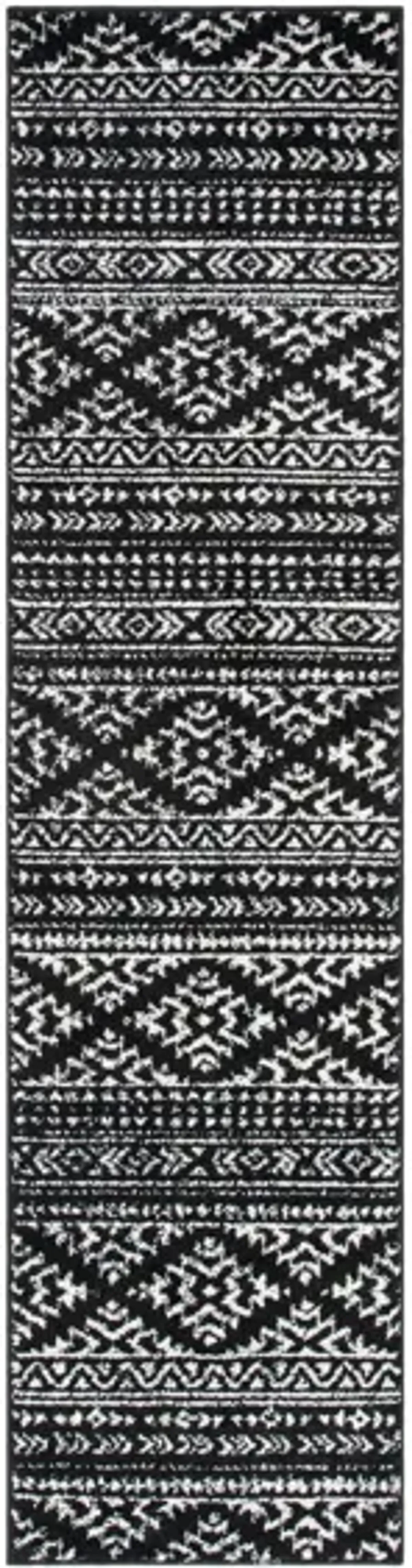 Tulum Runner Rug in Black/Ivory by Safavieh