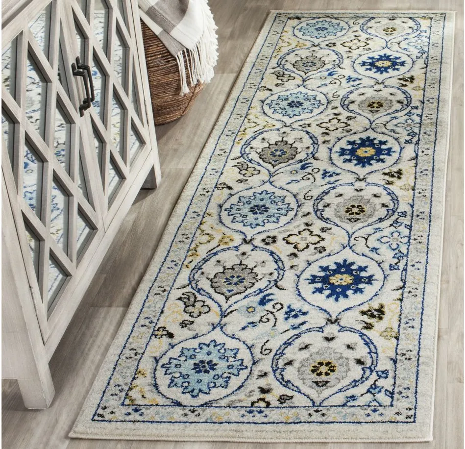 Evoke Runner Rug in Ivory/Blue by Safavieh