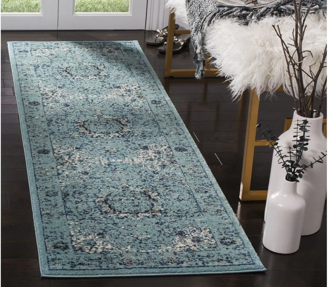 Evoke Runner Rug in Light Blue/Light Blue by Safavieh