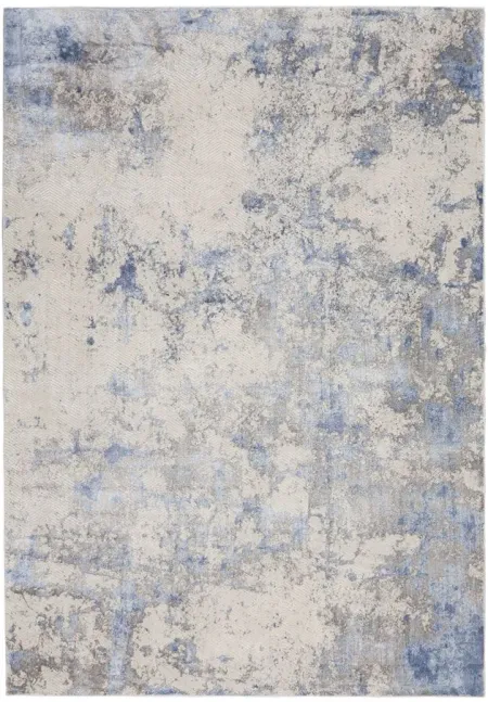 Silky Textures Area Rug in Blue/Ivory/Grey by Nourison