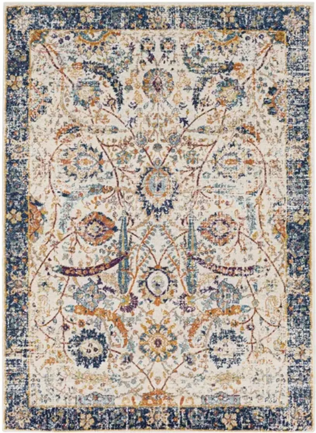 Harput Area Rug in Saffron, Gray, Teal Dark Blue, Burnt Orange, Beige by Surya