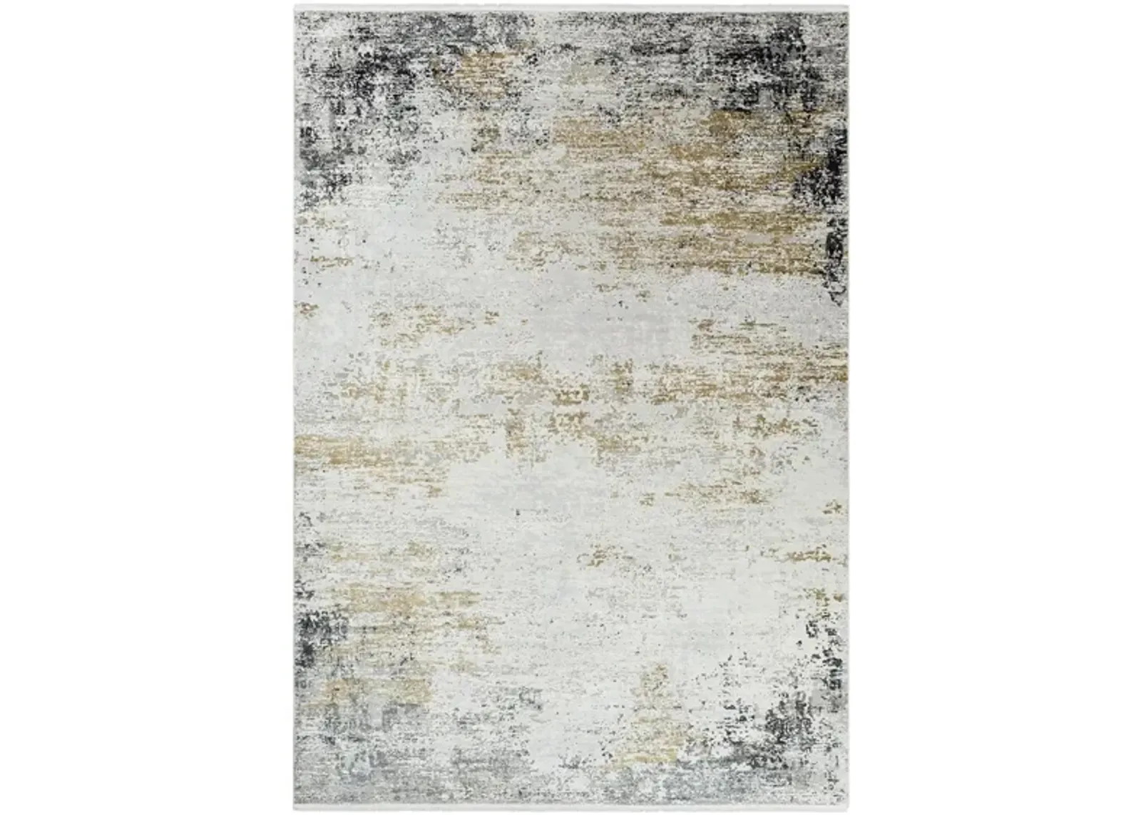 Solaris Distressed Rug in Medium Gray, Taupe, Bright Yellow, White by Surya