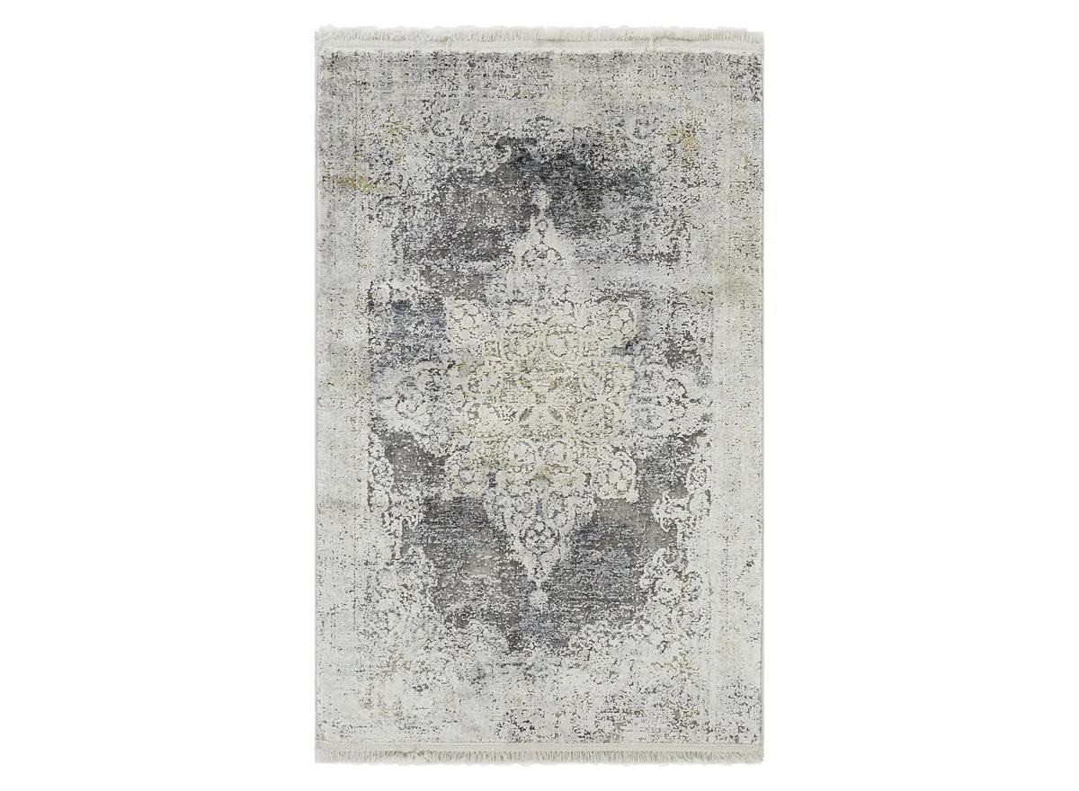 Solaris Opal Rug in Charcoal, Taupe, Medium Gray, Bright Yellow, White, Light Gray by Surya