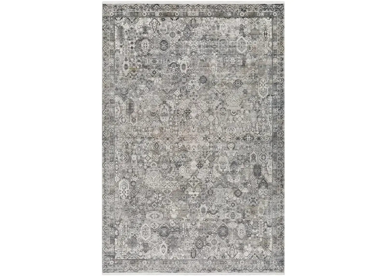 Solaris Obsidian Rug in Medium Gray, Light Gray, Ivory, Charcoal, Black, Mustard by Surya