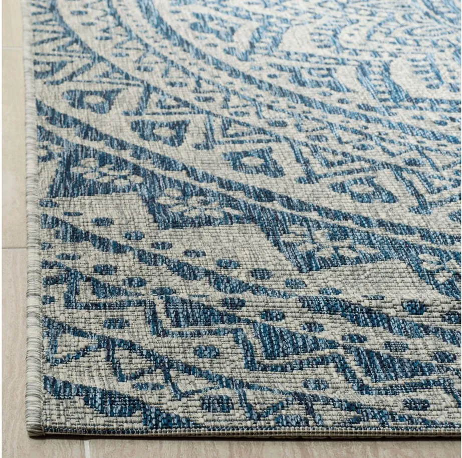 Courtyard Runner Rug in Light Gray & Blue by Safavieh