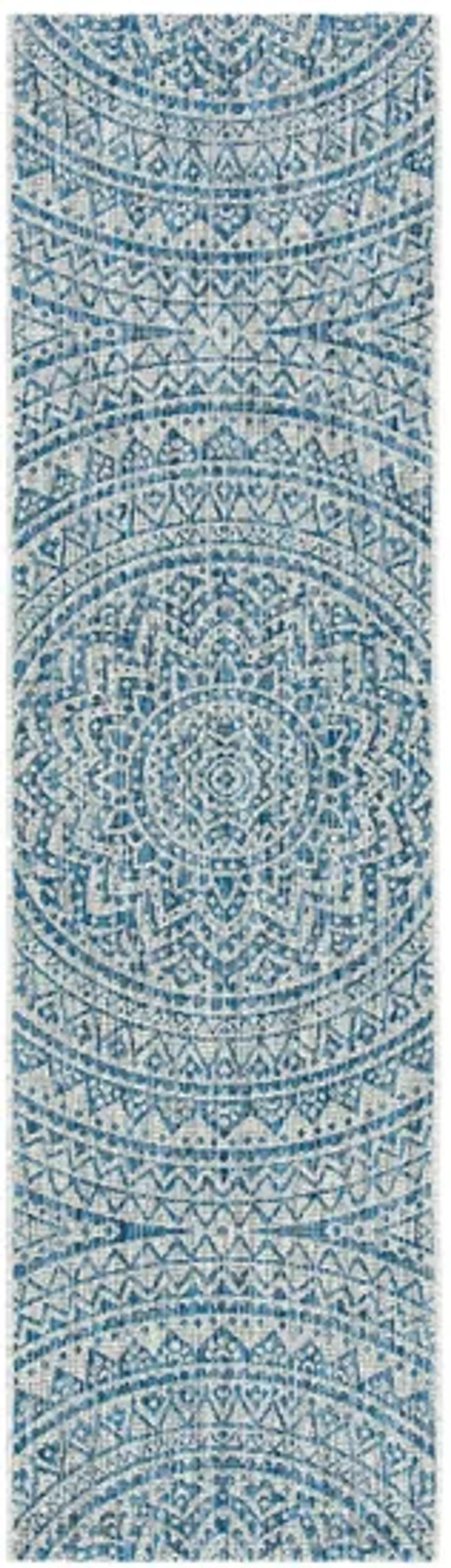 Courtyard Runner Rug in Light Gray & Blue by Safavieh