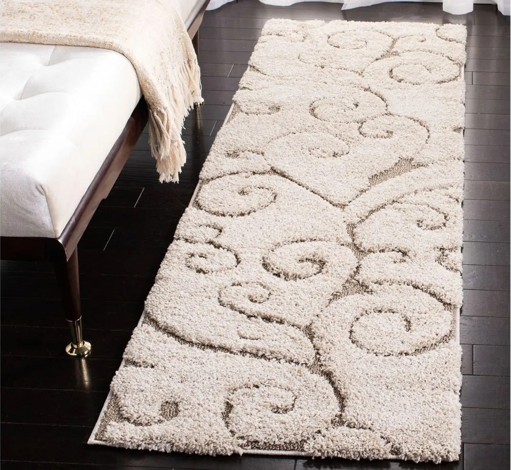 Florida Shag Runner Rug in Cream/Beige by Safavieh